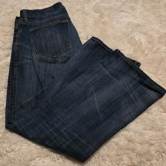 Banana Republics Darkwash Distressed Bootcut Men's Blue Jeans Sz. 35x30 - Picture 4 of 5